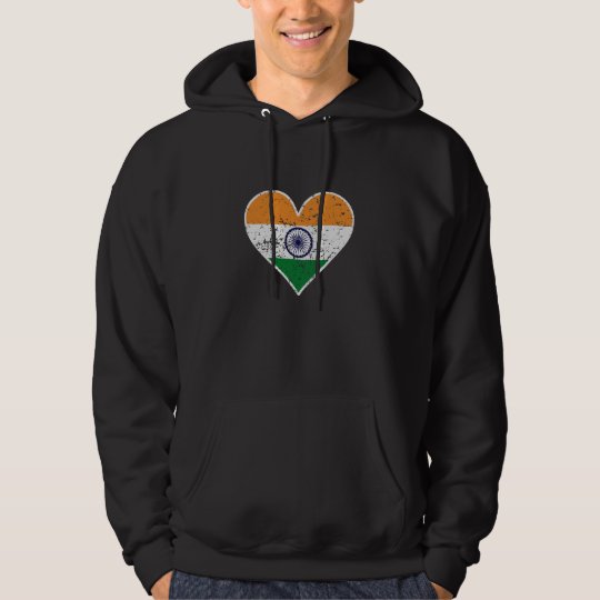 Distressed Indian Flag Heart Hoodie