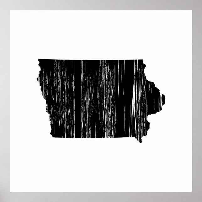 Distressed Iowa State Outline Poster (Front)