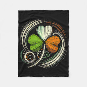 Distressed Ireland Flag Shamrock Irish Flags Vinta Fleece Blanket
