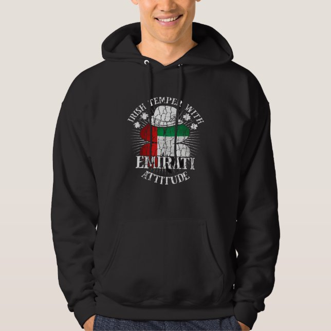 Distressed Irish Emirati Attitude Patriotic Shamro Hoodie (Front)