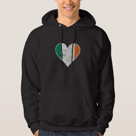 Distressed Irish Flag Heart Hoodie