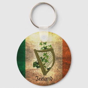 Distressed Irish Flag Key Ring