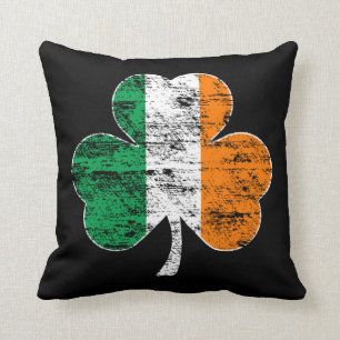 Distressed Irish Flag Shamrock Couch Pillow
