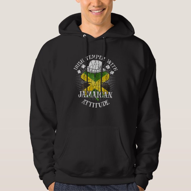 Distressed Irish Jamaican Attitude Patriotic Shamr Hoodie (Front)