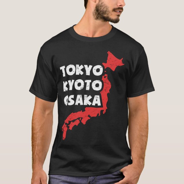 Distressed Japanese City of Osaka T-Shirt (Front)