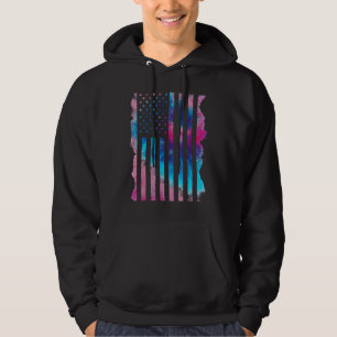 Distressed July 4th Tie Dye American Flag For Men Hoodie
