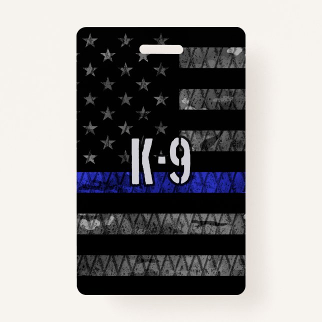 Distressed K-9 Unit Police Flag ID Badge (Front)