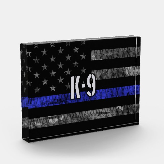 Distressed K-9 Unit Police Flag Photo Block (Left)