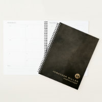 Distressed Leather Gold Monogram Appointment Book