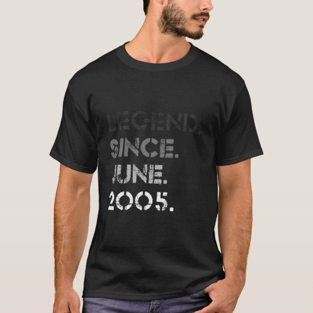 Distressed Legend Since June 2005 18Th Bday 18 T-Shirt (Front)