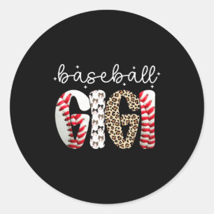 Distressed leopard game day baseball gigi funny classic round sticker