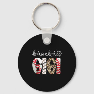 Distressed leopard game day baseball gigi funny key ring