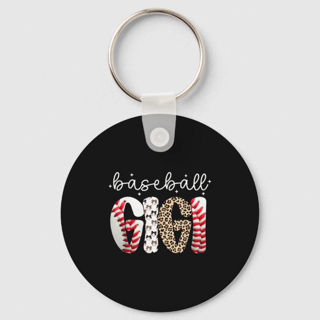 Distressed leopard game day baseball gigi funny key ring (Front)