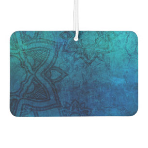 Distressed Light Blue Mandala Pattern Car Air Freshener