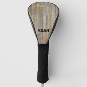 Distressed light Rustic Wood grain planks Golf Head Cover