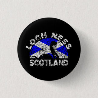 Distressed Loch Ness Monster Scotland Flag 3 Cm Round Badge