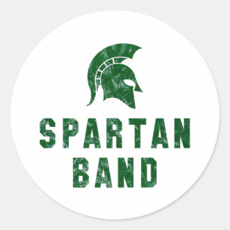 Distressed-Look Spartan Band Logo #1 Classic Round Sticker
