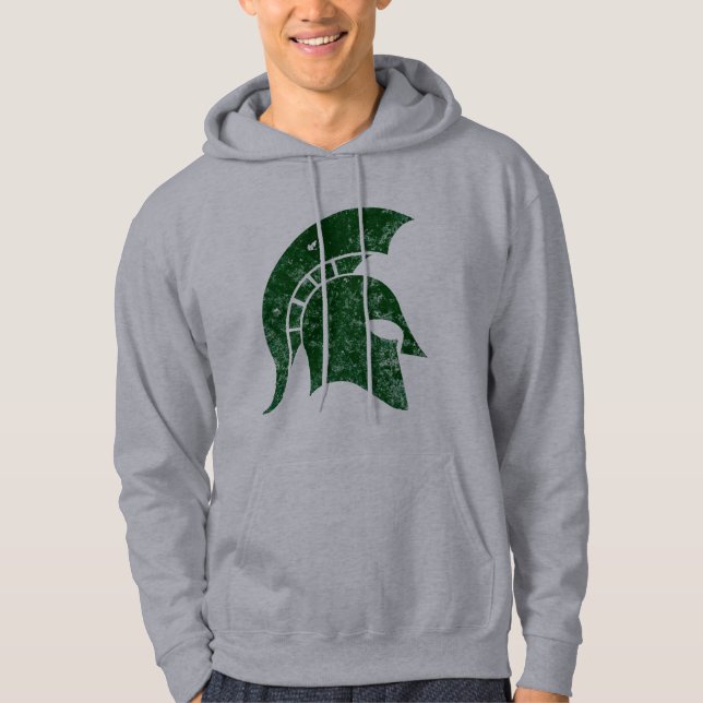 Distressed-Look Spartan Head Hoodie (Front)