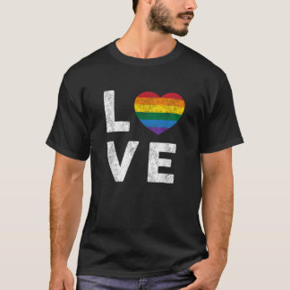Distressed LOVE Gay Pride T shirt gay flag shirt 