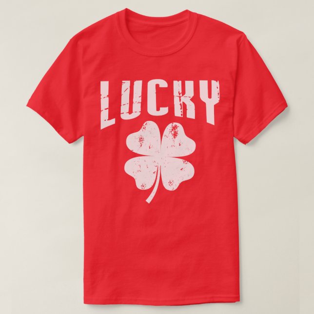 Distressed Lucky Shamrock Irish Ireland St Patrick T-Shirt (Design Front)