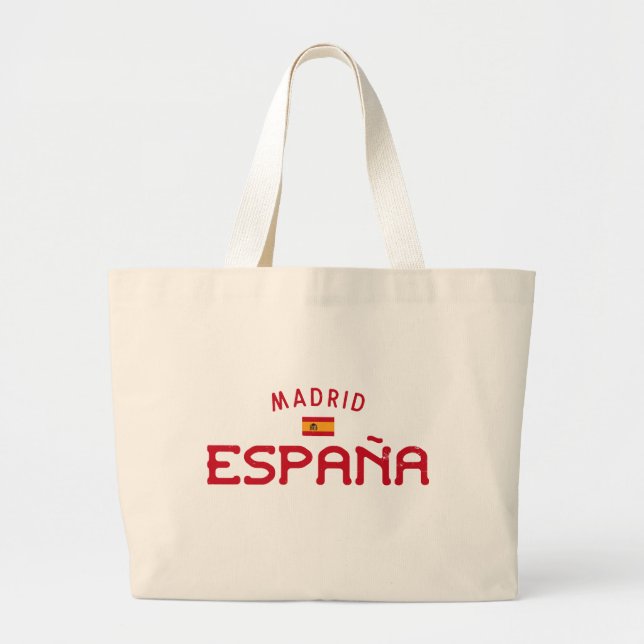 Distressed Madrid Spain (España) Large Tote Bag (Front)