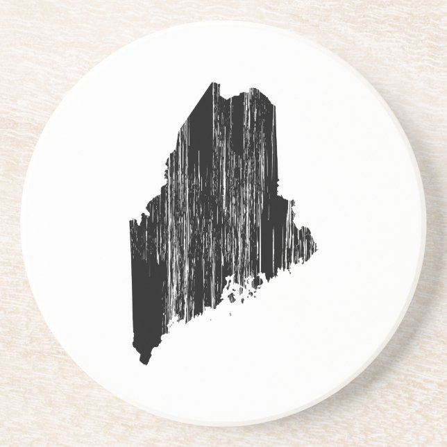 Distressed Maine State Outline Coaster (Front)