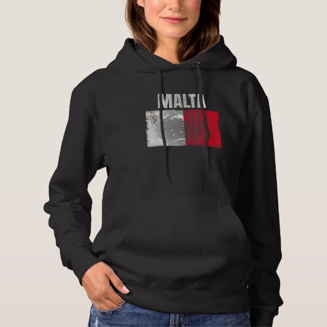 Distressed Malta Flag Graphic For Men Women Kids M Hoodie (Front)