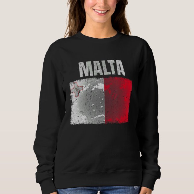 Distressed Malta Flag Graphic For Men Women Kids M Sweatshirt (Front)