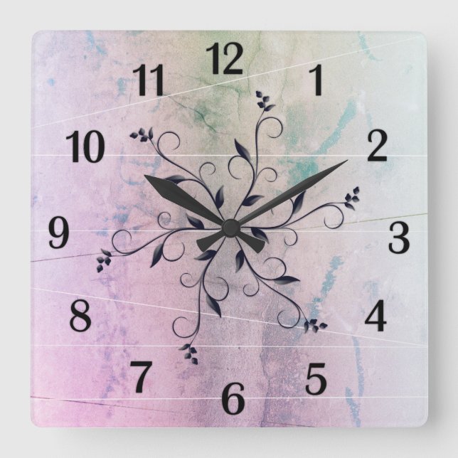 Distressed Marble Square Wall Clock (Front)