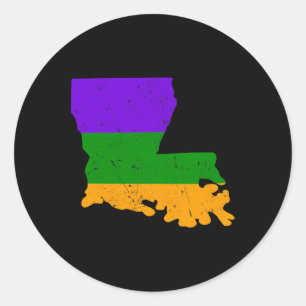 Distressed Mardi Gras Louisiana Classic Round Sticker
