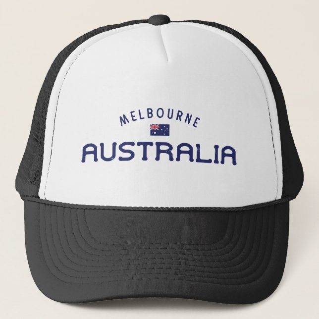 Distressed Melbourne Australia Trucker Hat (Front)
