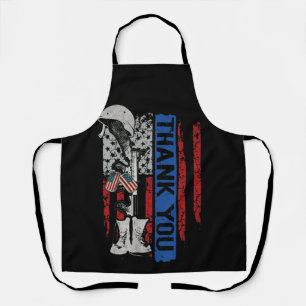 Distressed Memorial Day Flag Military Boots Dog Apron
