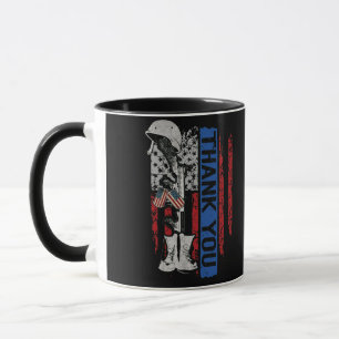 Distressed Memorial Day Flag Military Boots Dog Mug