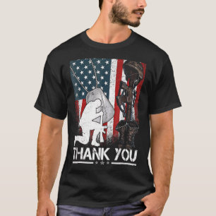 Distressed Memorial Day Flag Military Boots Dog T T-Shirt
