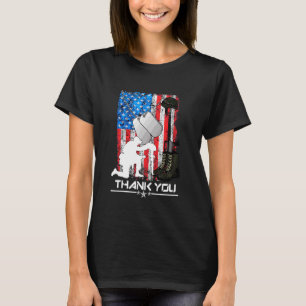 Distressed Memorial Day  Flag Military Boots Dog T T-Shirt