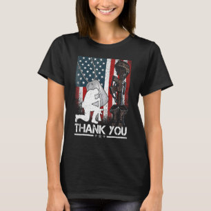 Distressed Memorial Day  Flag Military Boots Dog T T-Shirt