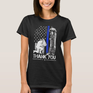 Distressed Memorial Day Flag Military Boots Dog Ta T-Shirt