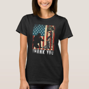 Distressed Memorial Day Flag Military Boots T-Shirt