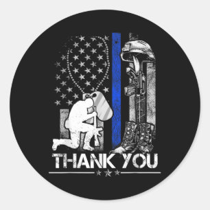 Distressed Memorial Day Shirt Flag Military Boots Classic Round Sticker