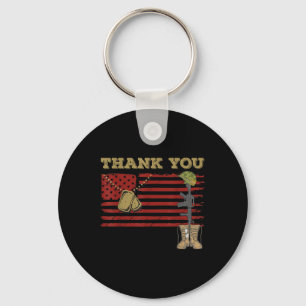 Distressed Memorial Day Shirt Flag Military Boots Key Ring