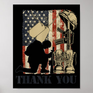 Distressed Memorial Day Shirt Flag Military Boots Poster