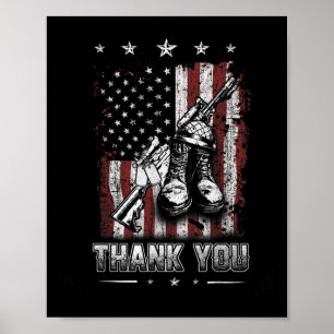 Distressed Memorial Day Usa Flag Military Boots Do Poster