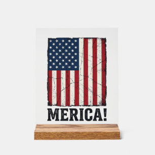 Distressed Merica Flag Patriotic Vector Shirt Desi Acrylic Sign