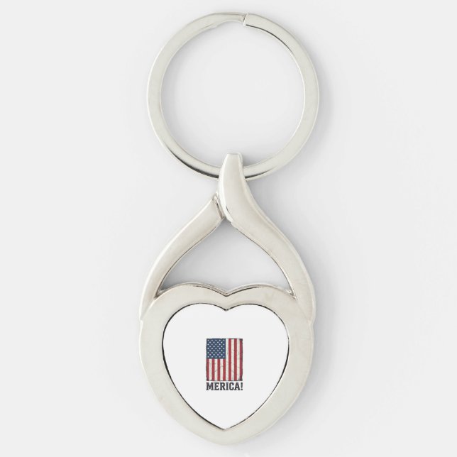Distressed Merica Flag Patriotic Vector Shirt Desi Key Ring (Front)