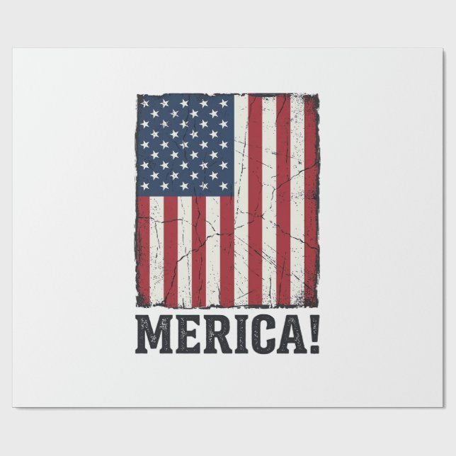 Distressed Merica Flag Patriotic Vector Shirt Desi Wrapping Paper (Flat)