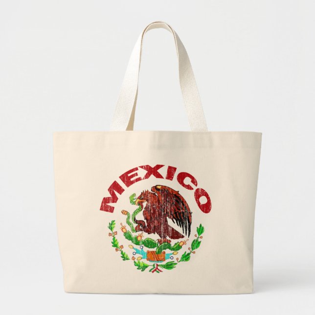 DISTRESSED MEXICO FLAG LARGE TOTE BAG (Front)