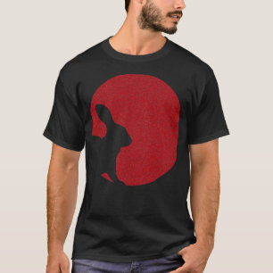 Distressed Minimalistic Red Sun Bunny Silhouette T-Shirt