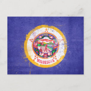 Distressed Minnesota State Flag Postcard
