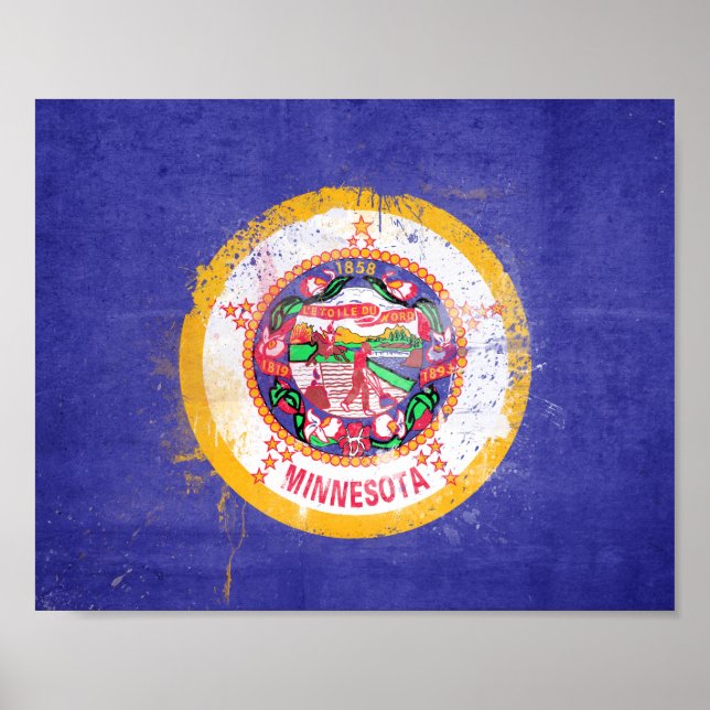 Distressed Minnesota State Flag   Poster (Front)