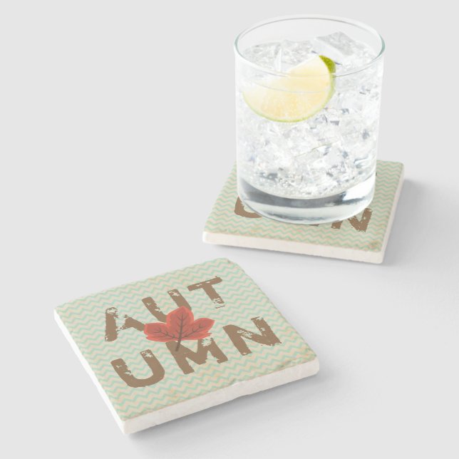 Distressed Modern Autumn  Stone Coaster (Side)